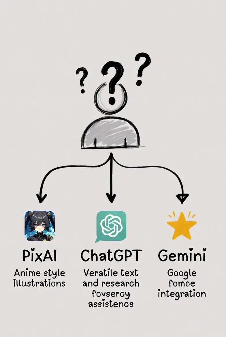 Decision flowchart for choosing an AI image generation platform